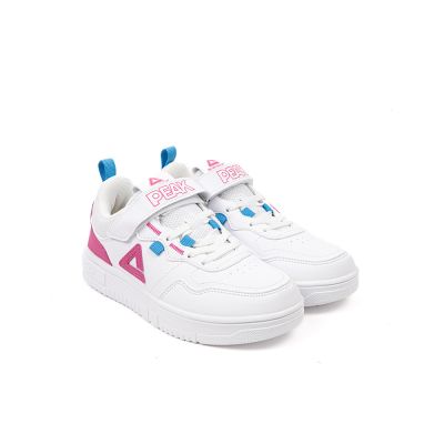 BASKET PEAK FILLETTE CUIR BLANC ROSE